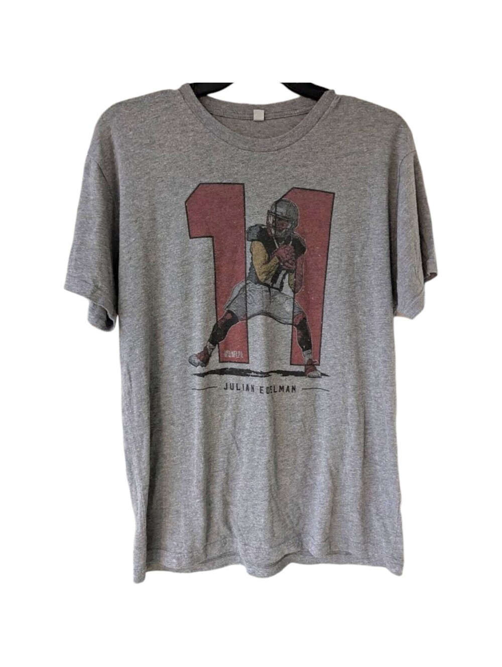 Julian Edelman Patriots XL Heather Gray NFL Football T Shirt New England 23x29